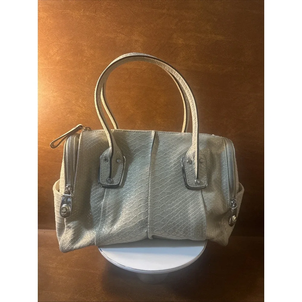 MAKOWSKY BEIGE faint, Green, Silver Tone-Accents, leather/suede SHOULDER/HANDBAG